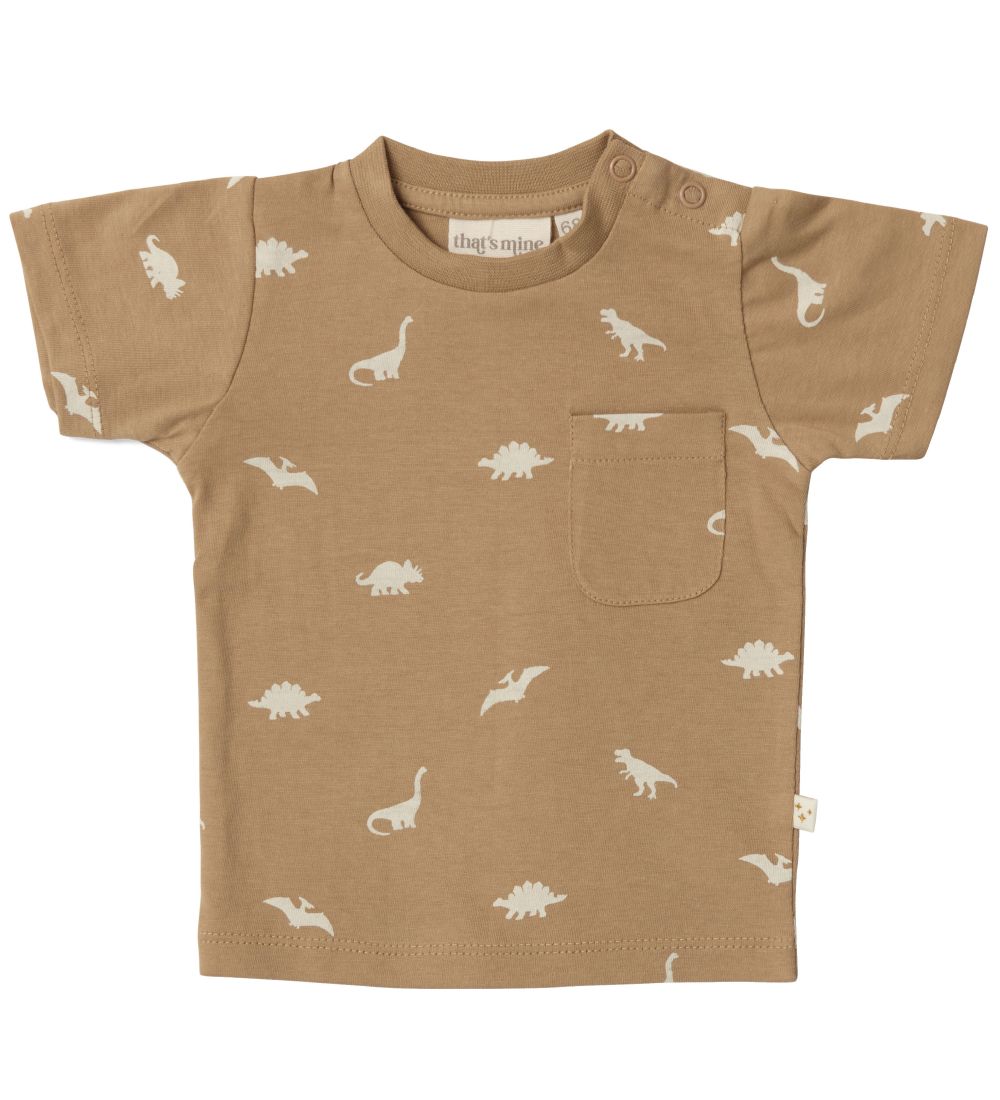 That's Mine T-shirt - 2-pak - Tino - Dinosaur - Kelp/Oatmeal