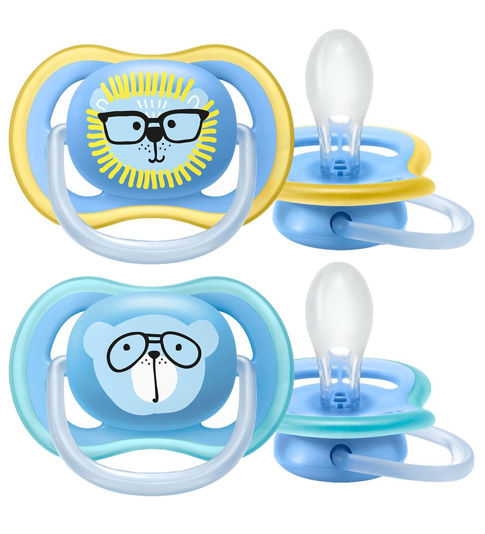 Philips Avent Sutter - 2-pak - Ultra Air - Blå/Gul m. Print