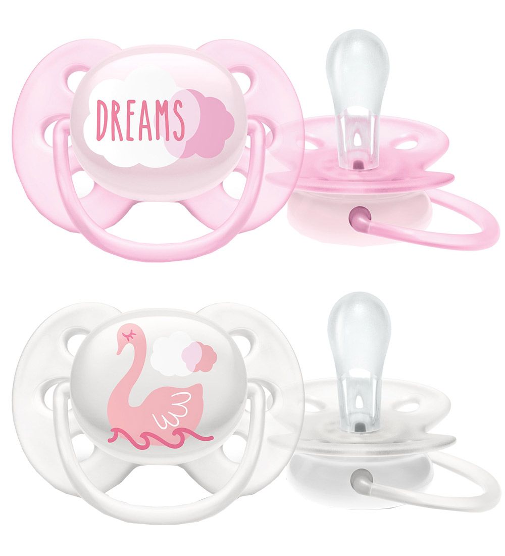 Philips Avent Sutter - 2-pak - Ultra Soft - Rosa/Hvid m. Print