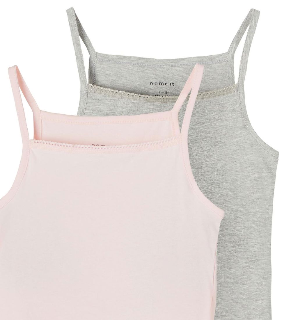 Name It Undertrøje - Noos - NkfStrap - 2-pak - Barely Pink & Gre