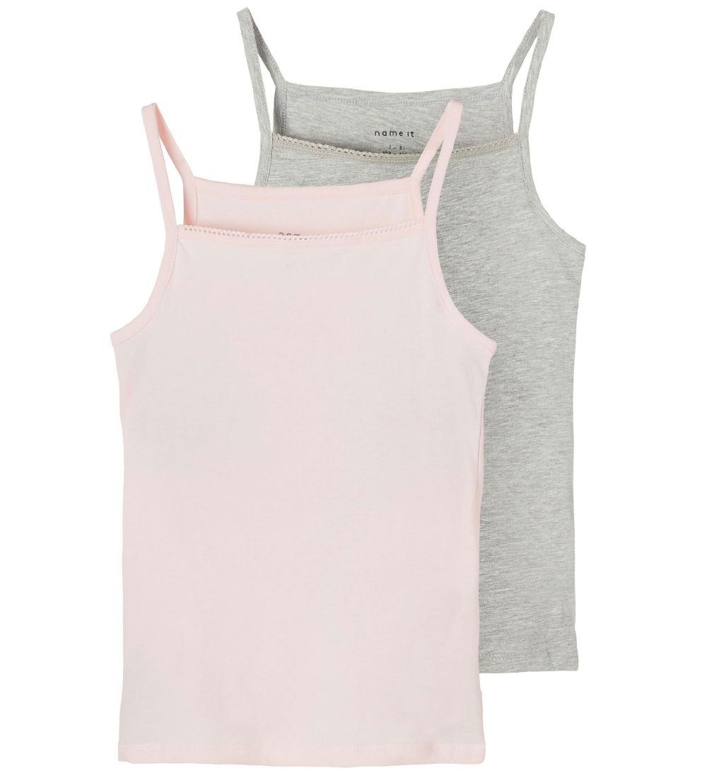Name It Undertrøje - Noos - NkfStrap - 2-pak - Barely Pink & Gre