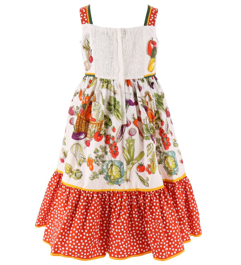 Dolce & Gabbana Kjole m. Bloomers - Capri - Hvid/Rød m. Grøntsag