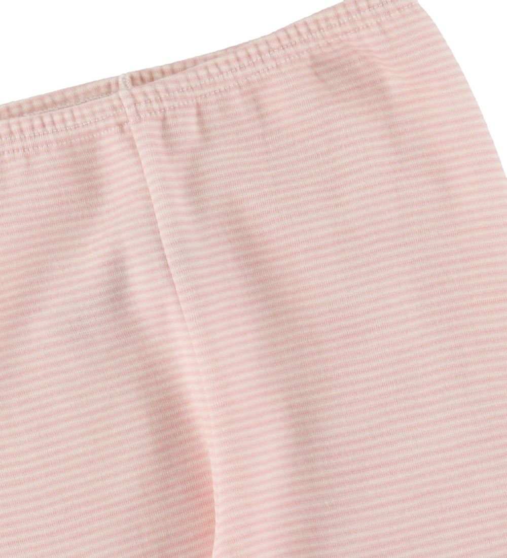Petit Bateau Leggings - Uld/Bomuld - Lyserød/Hvid