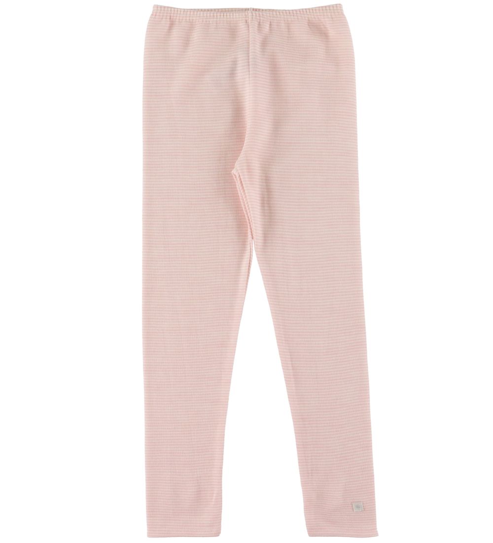 Petit Bateau Leggings - Uld/Bomuld - Lyserød/Hvid
