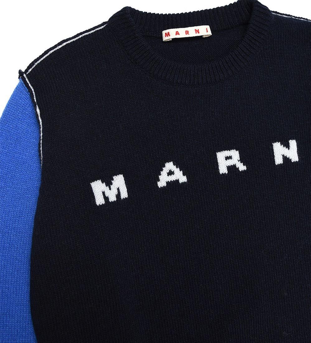 Marni Bluse - Uld - Navy/Blå m. Hvid