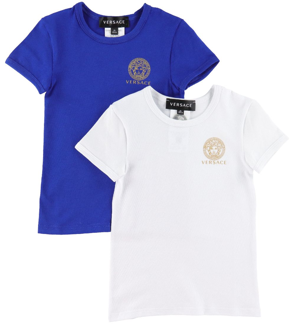 Versace T-shirts - 2-pak - Hvid/Royal Blue