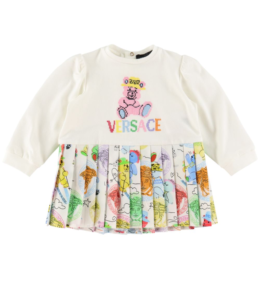 Versace Kjole m. Bloomers - Hvid/Mulifarvet