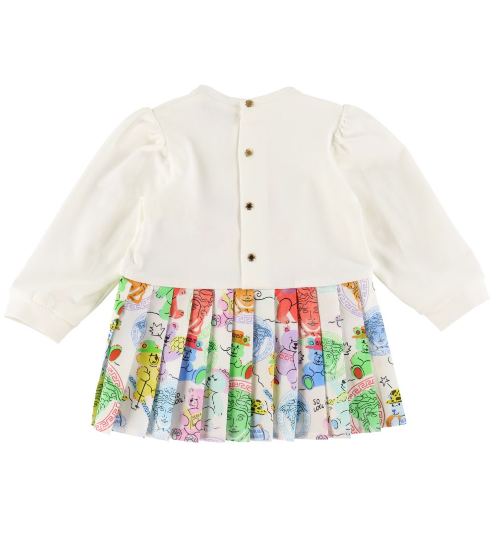 Versace Kjole m. Bloomers - Hvid/Mulifarvet