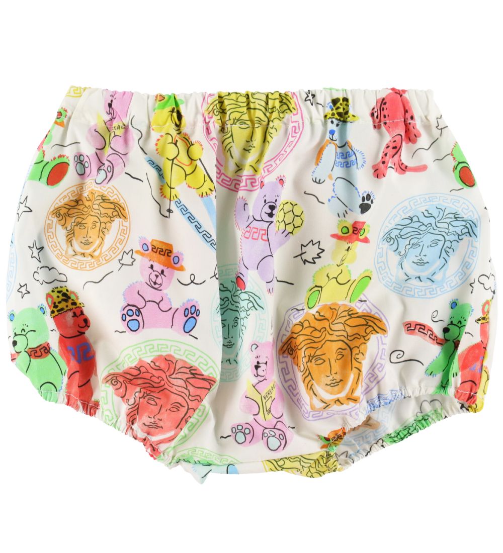 Versace Kjole m. Bloomers - Hvid/Mulifarvet