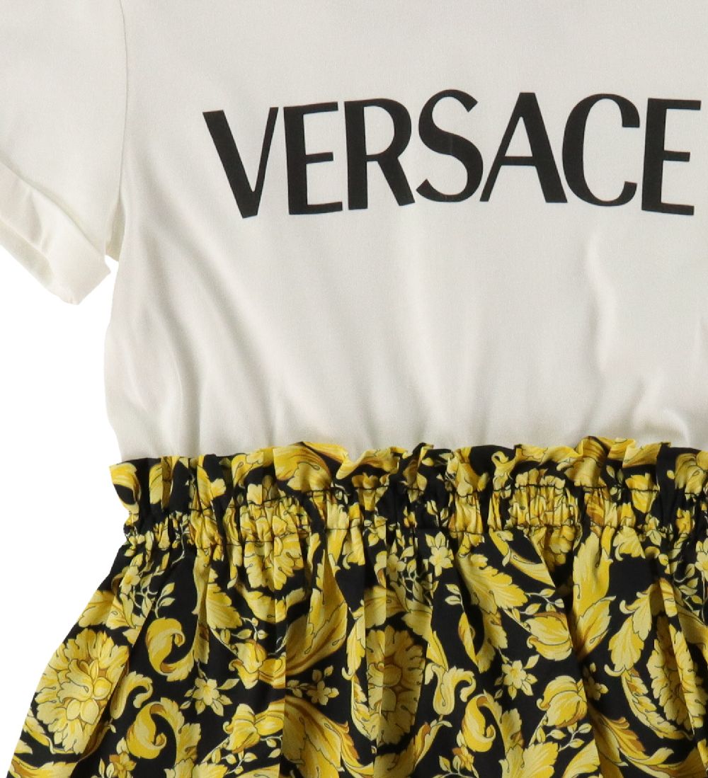 Versace Kjole - Hvid/Sort m. Gul