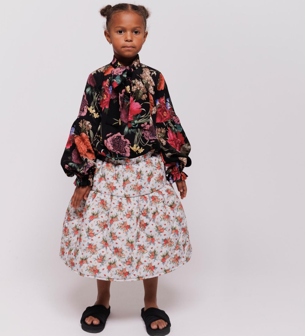 Christina Rohde Bluse - Sort m. Blomster