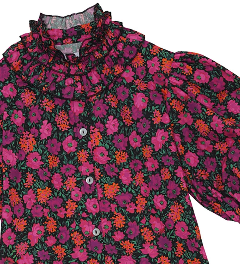 Christina Rohde Top - Sort m. Blomster