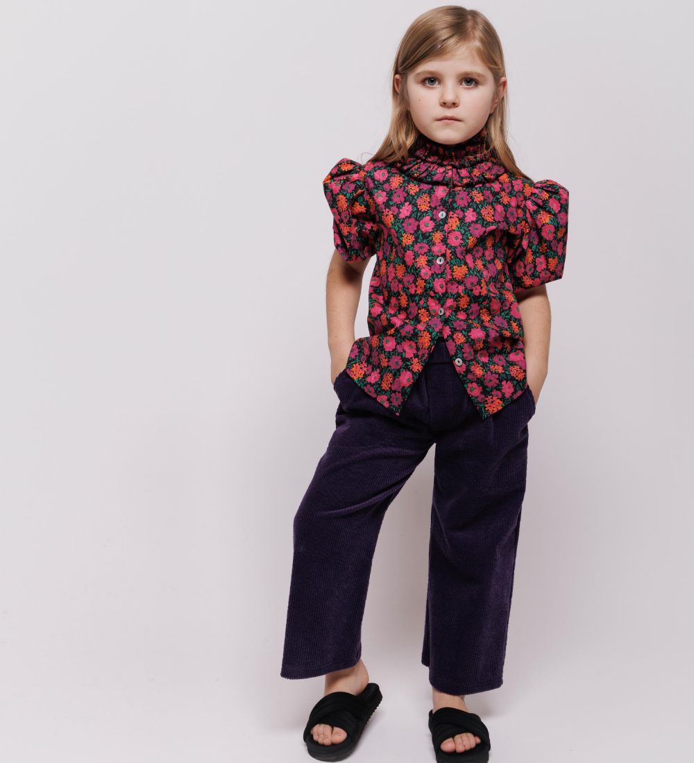 Christina Rohde Top - Sort m. Blomster