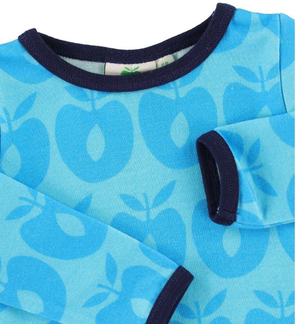 Småfolk Bluse - Uld - Retro Apple - Blue Atoll