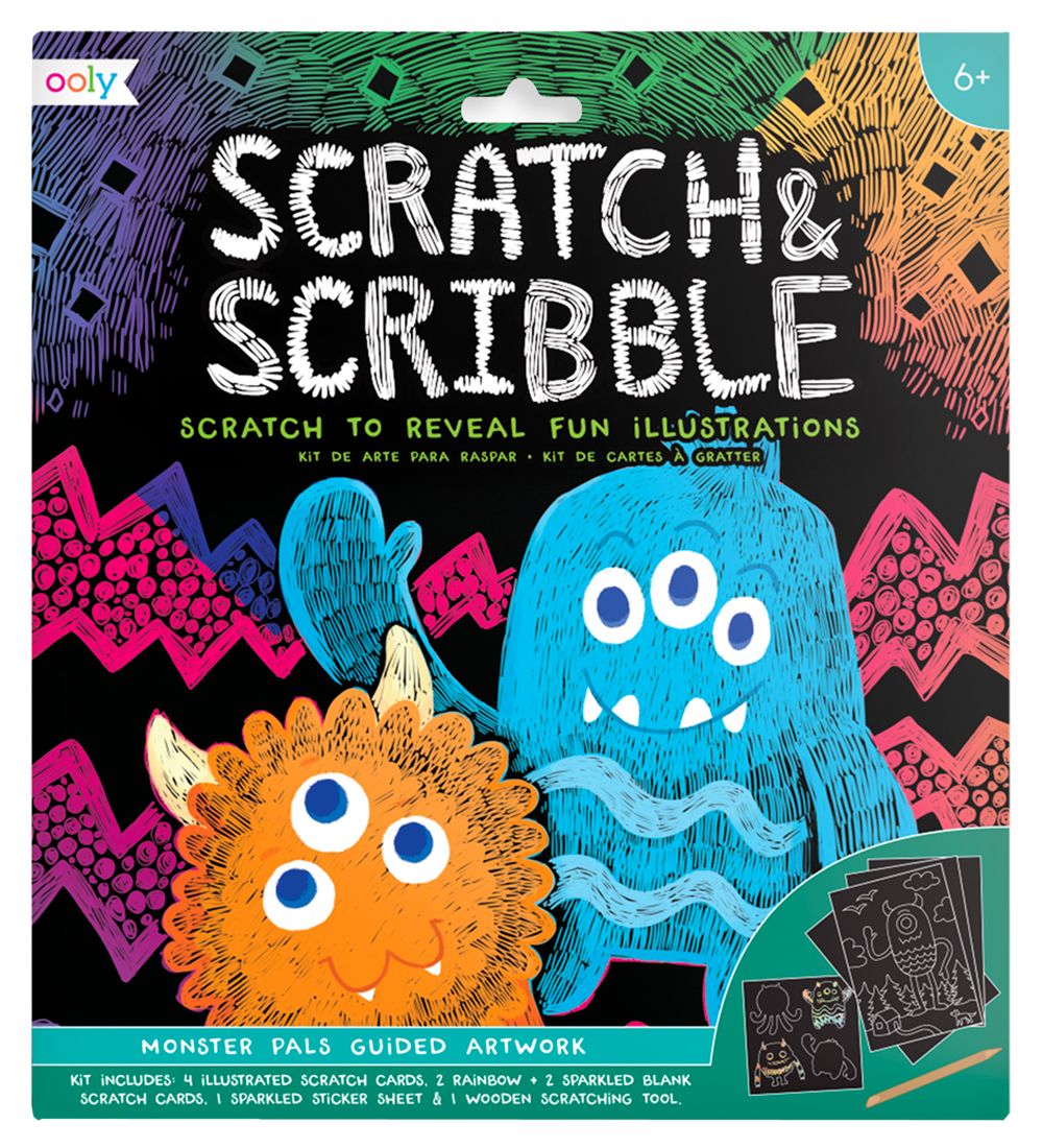 Ooly Scratch & Scribble Sæt - Monster Pals