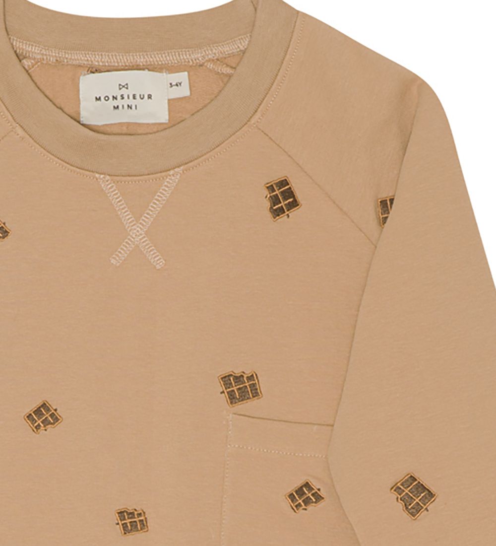 Monsieur Mini Sweatshirt - Embroidery Chocolate - Moss