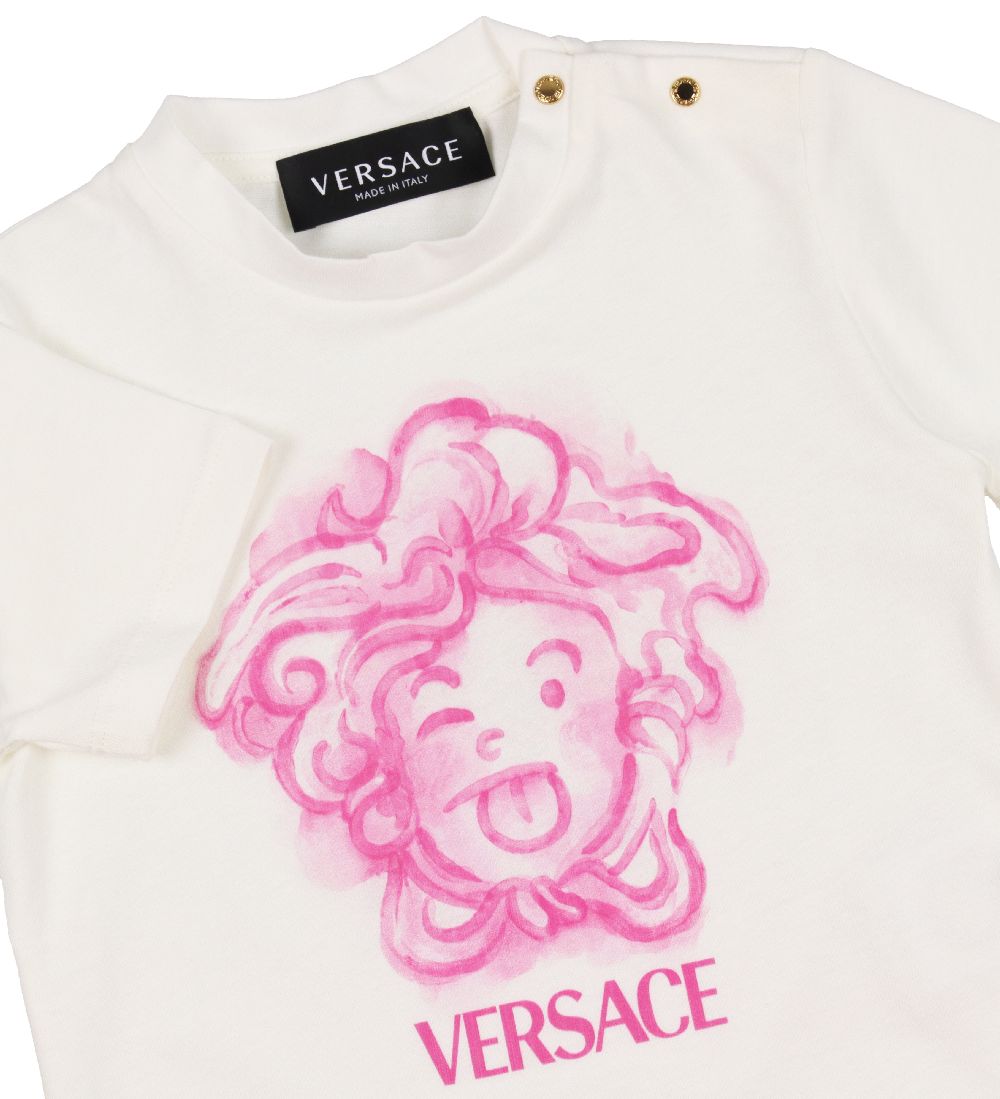 Versace T-shirt - Hvid/Pink m. Logo