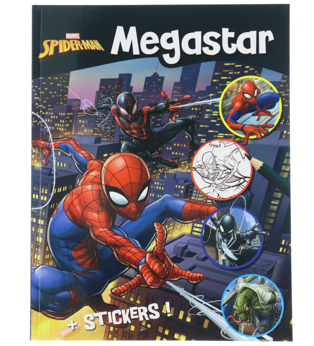 Megastar Malebog m. Klistermrker - 208 Sider - Spider-Man