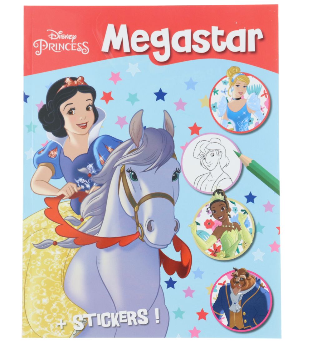 Megastar Malebog m. Klistermrker - 208 Sider - Disney Prinsesse
