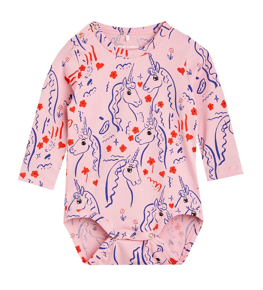 Mini Rodini Body l/æ - Scottish Unicorns AOP - Pink