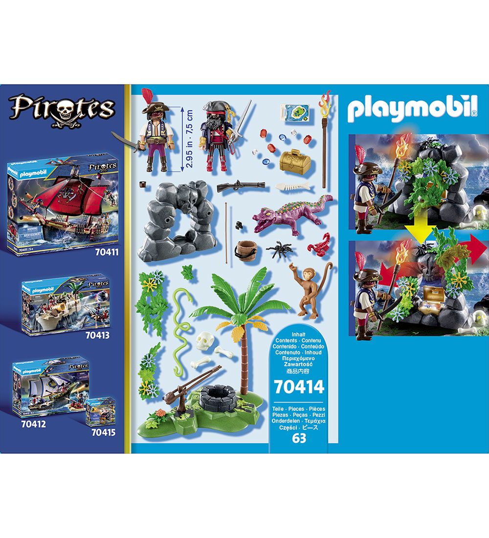 Playmobil Pirates - Pirat-skatteskjulested - 70414 - 63 Dele