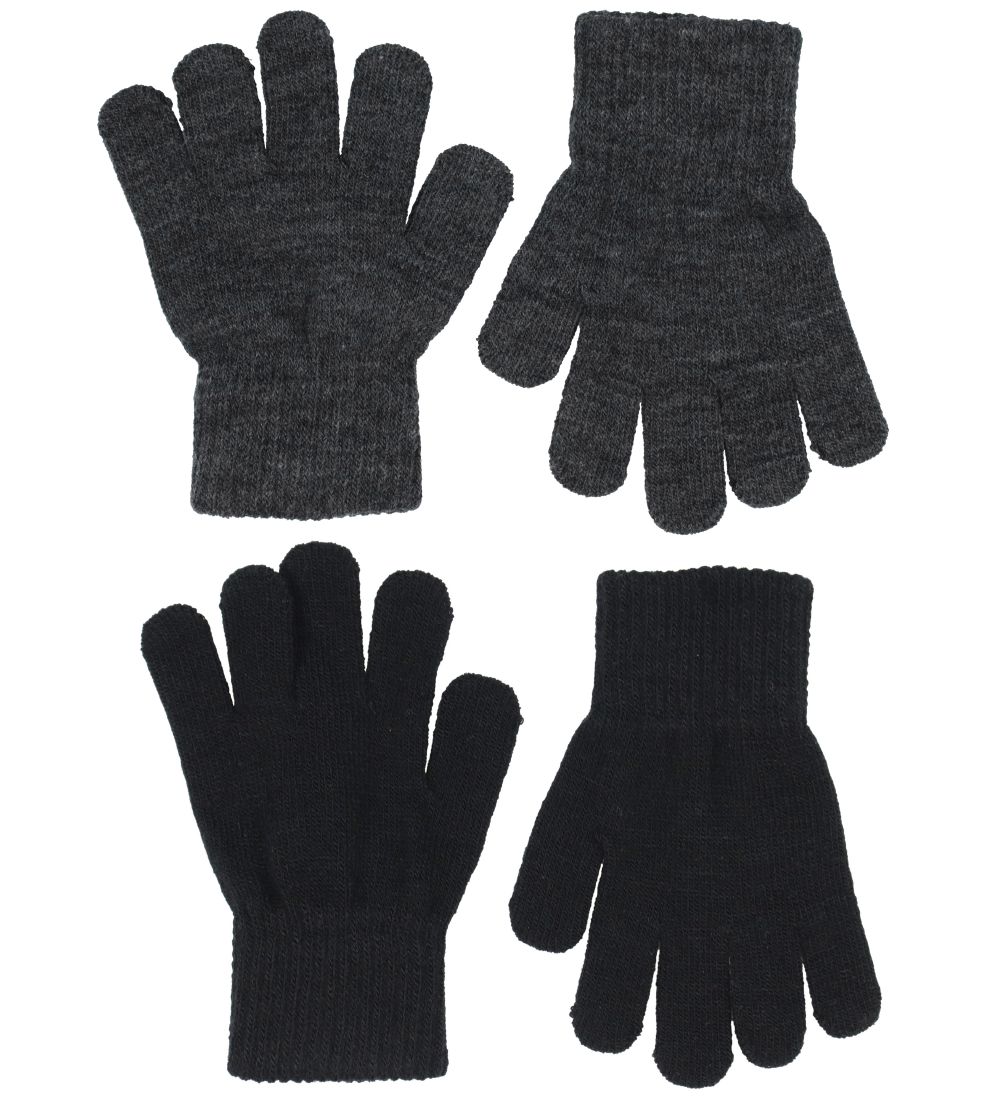 Melton Handsker Strik - 2-pak - Dark Grey Melange