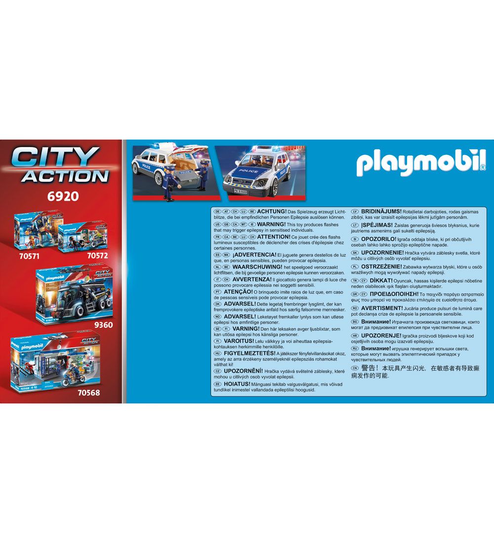 Playmobil City Action - Politipatrulje Med Lys Og Lyd - 6920 - 3