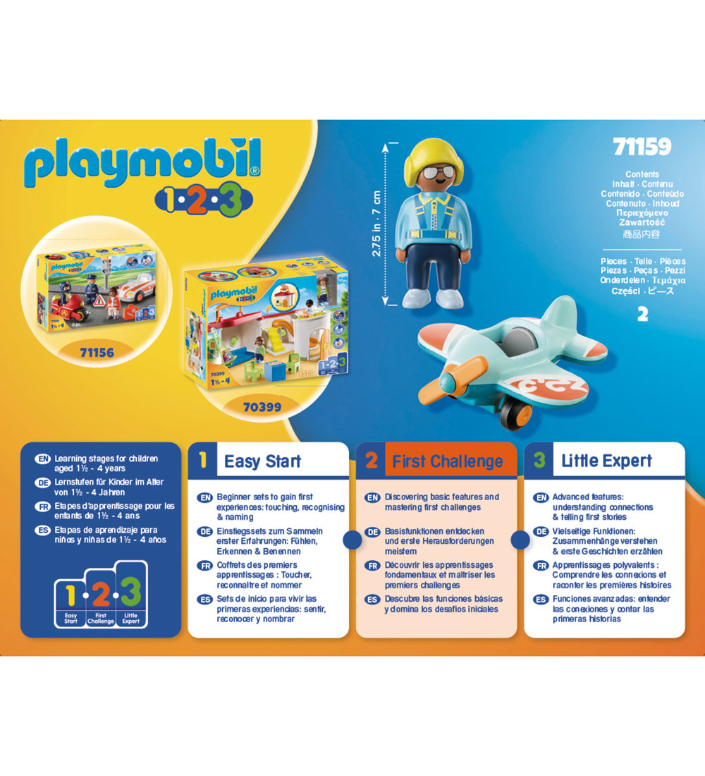 Playmobil 1.2.3 - Flyvemaskine - 71159 - 2 Dele