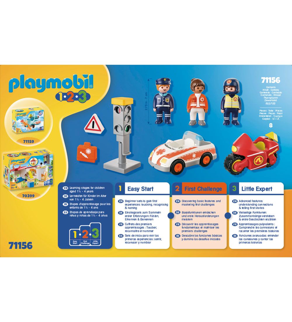 Playmobil 1.2.3 - Hverdagens Helte - 71156 - 8 Dele