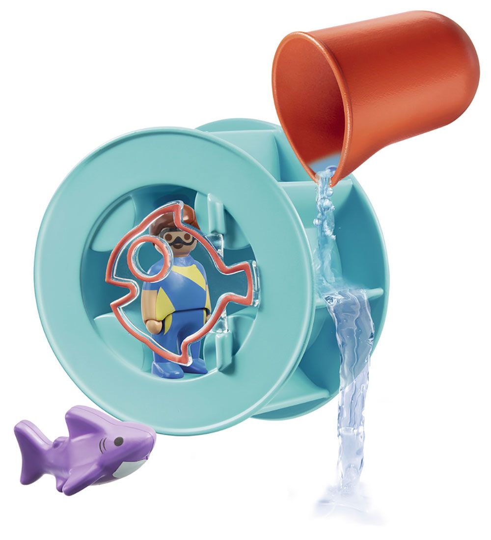 Playmobil 1.2.3 Aqua - Vandhjul Med Babyhaj - 70636 - 6 Dele