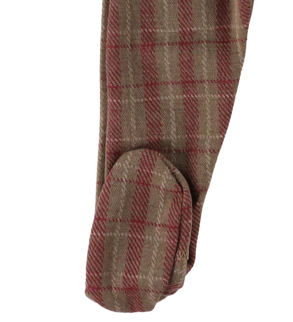 Joha Leggings m. Fod - Uld - Brun/Rødternet