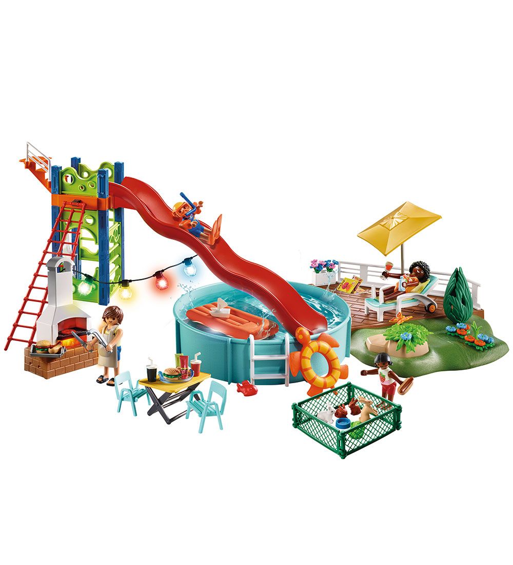 Playmobil City Life - Poolparty Med Rutsje... - 70987 - 159 Dele