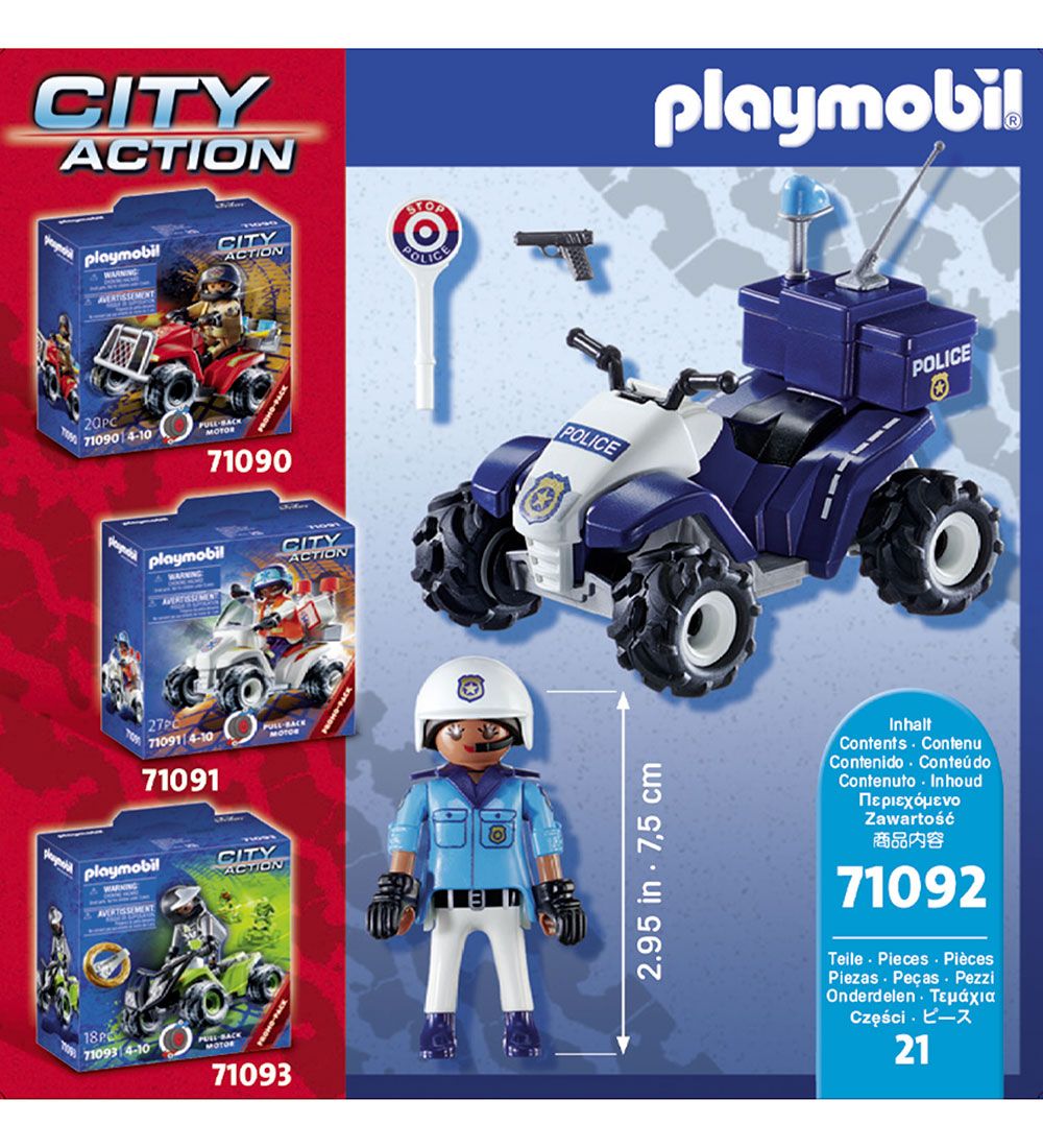 Playmobil City Action - Politi - Speed Quad - 71092 - 21 Dele