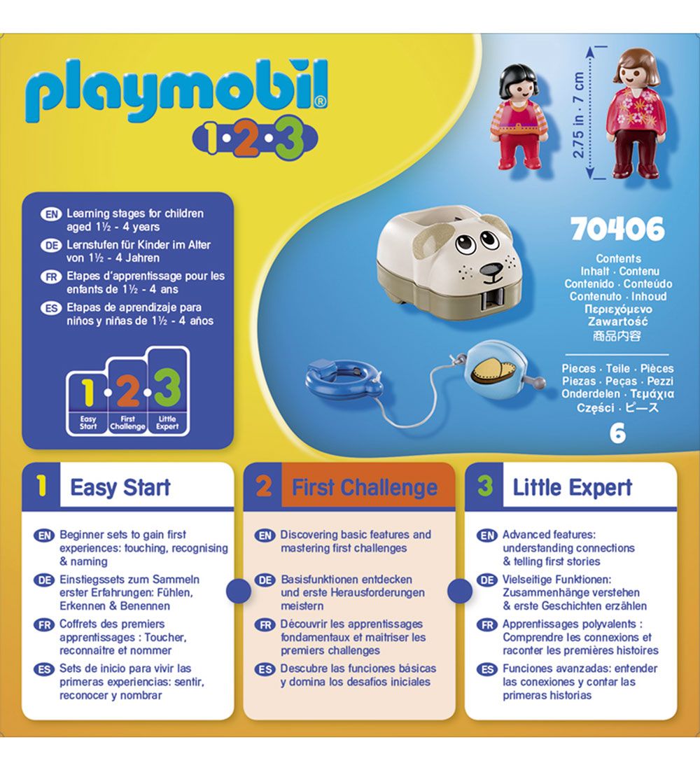 Playmobil 1.2.3 - Min Trækhund - 70406 - 6 Dele