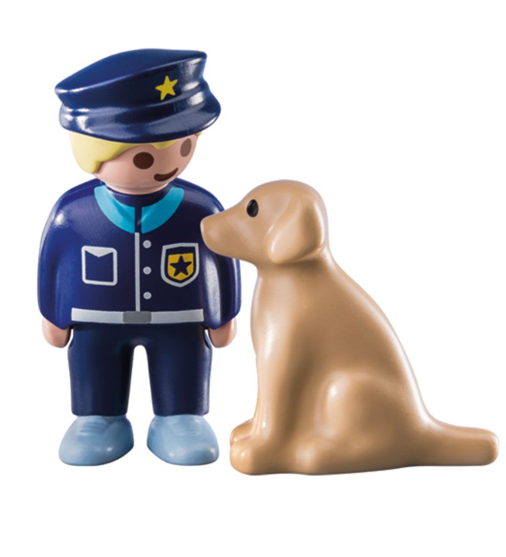 Playmobil 1.2.3 - Politibetjent Med Hund - 70408 - 2 Dele