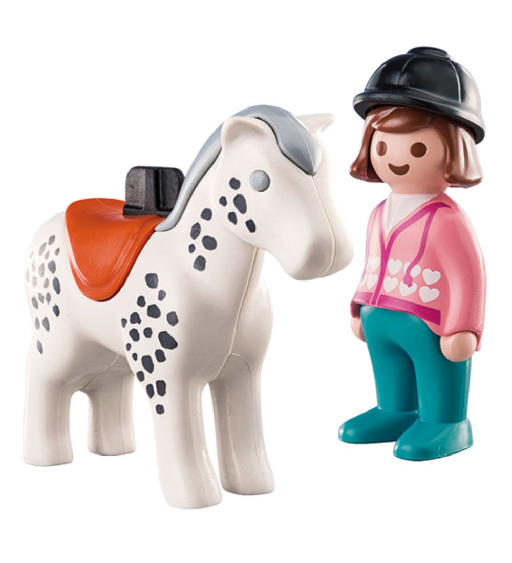 Playmobil 1.2.3 - Rytter Med Hest - 70404 - 2 Dele
