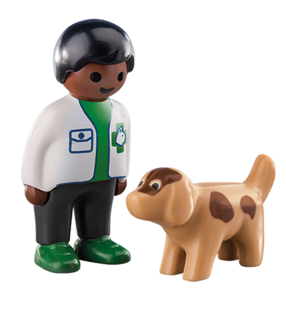 Playmobil 1.2.3 - Dyrlæge Med Hund - 70407 - 2 Dele