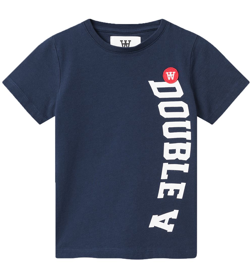 Wood Wood T-Shirt - Ola Spell Out - Navy