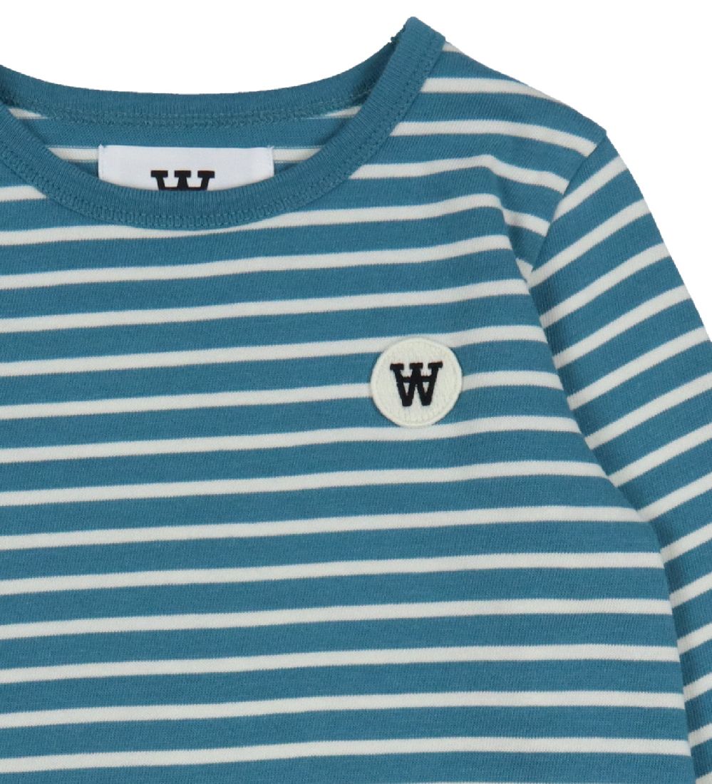 Wood Wood Bluse - Kim Stripe Long Sleeve - Bright Blue/Off White