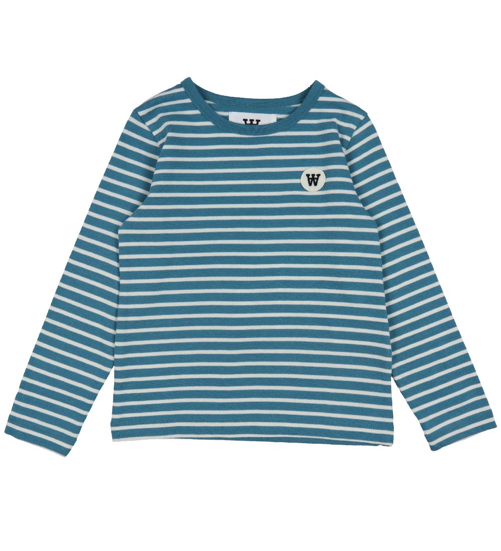 Wood Wood Bluse - Kim Stripe Long Sleeve - Bright Blue/Off White
