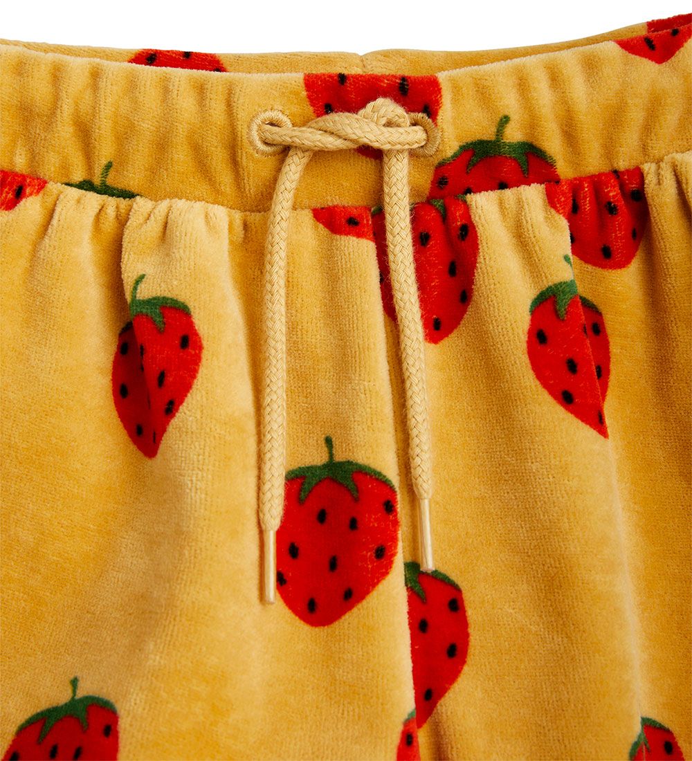 Mini Rodini Shorts - Velour - Strawberries AOP - Beige
