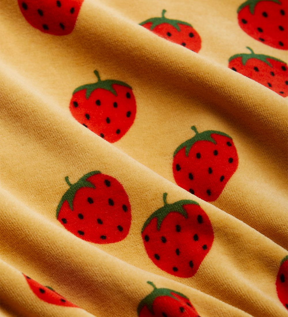 Mini Rodini Bukser - Velour - Strawberries - Beige