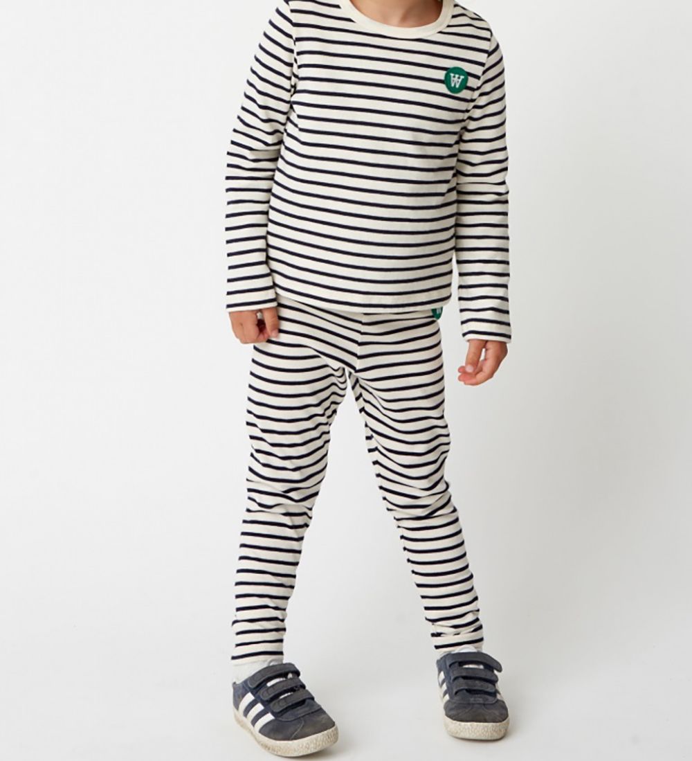 Wood Wood Leggings - Ira - Off White/Navy Stripes