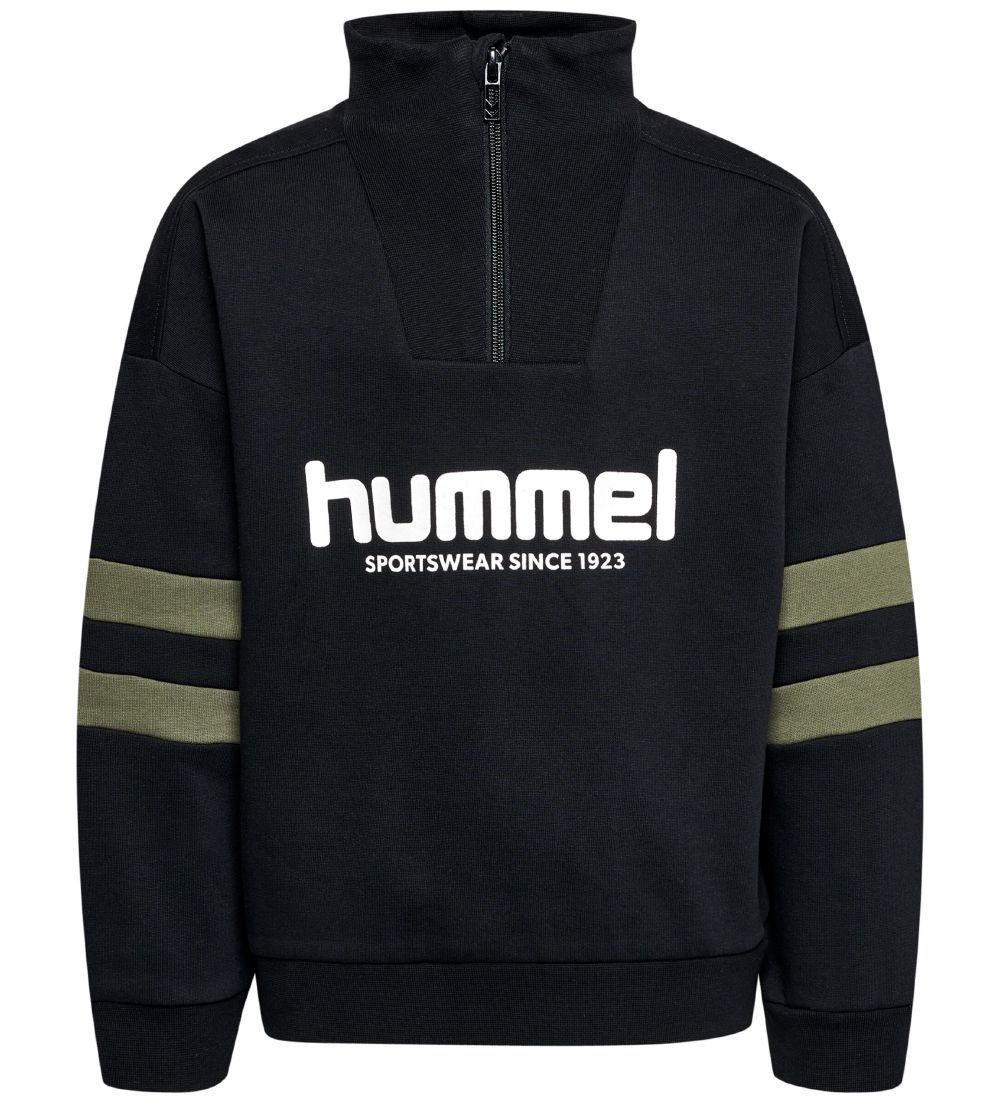 Hummel Sweatshirt - hmlAspen - Sort m. Hvid/Armygrn