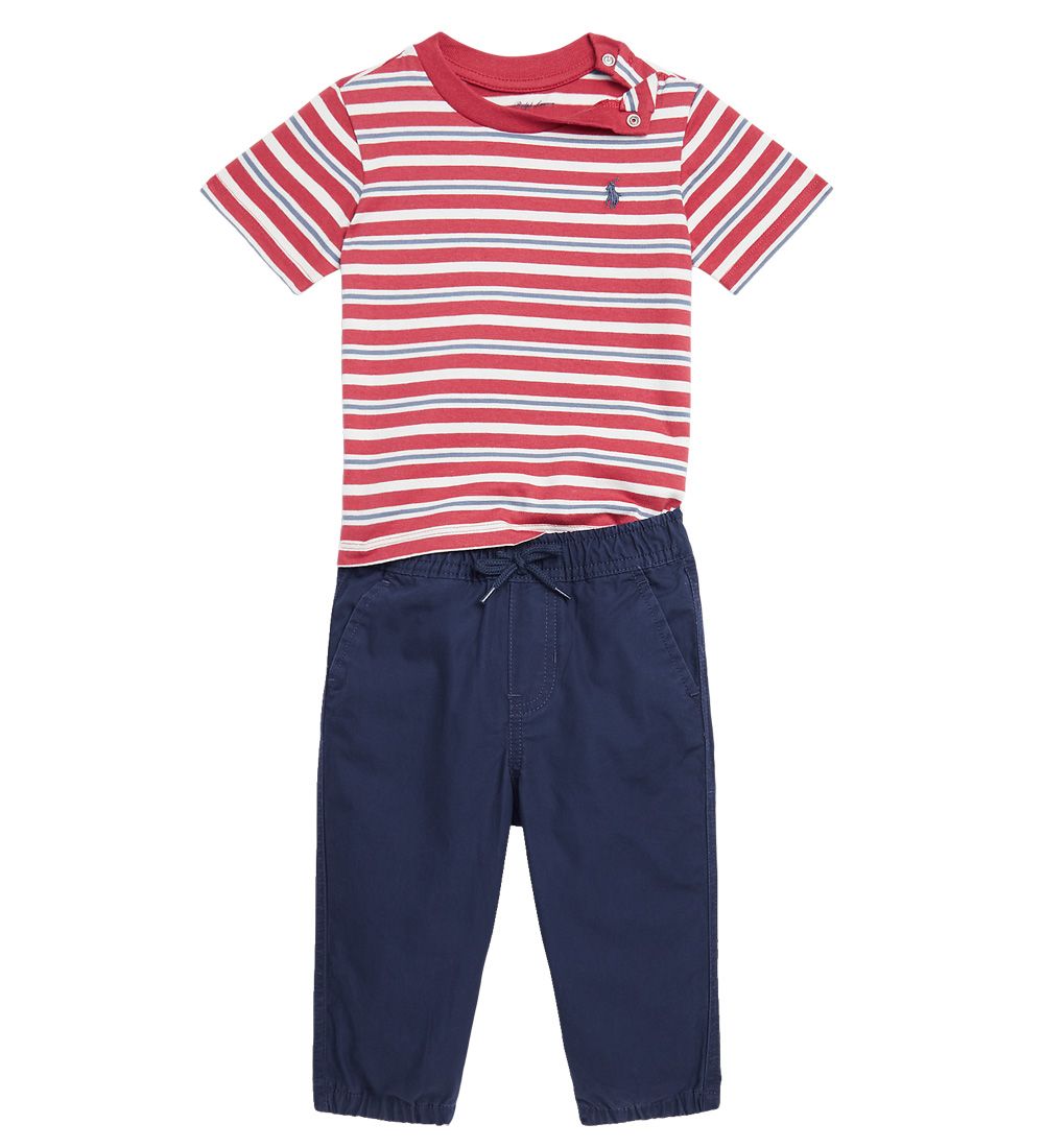 Polo Ralph Lauren Bukser/T-shirt - SBTS II - Rødstribet/Navy