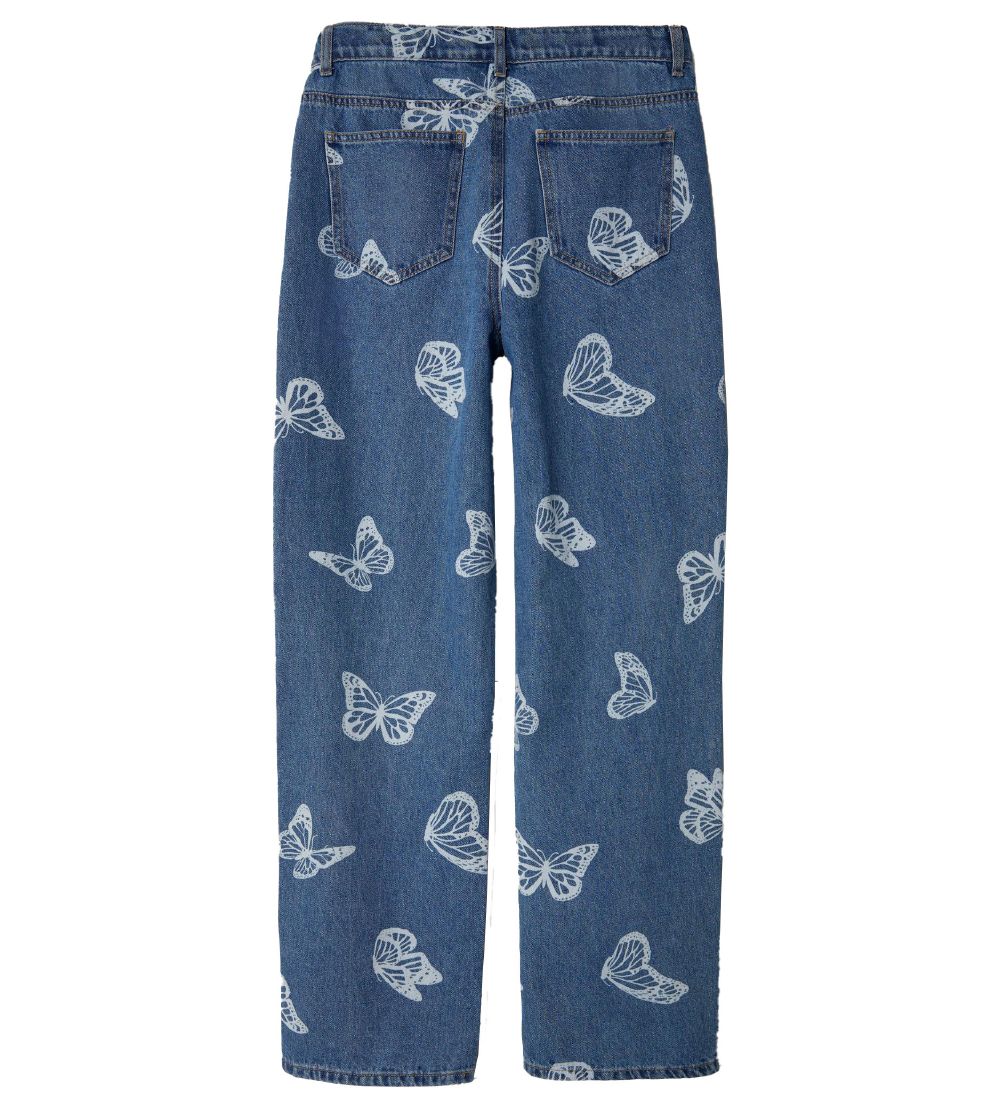 LMTD Jeans - NlfButizza - Medium Blue Denim/Butterfly Print