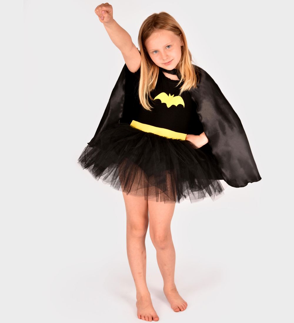 Den Goda Fen Udklædning - Batgirl Kjole m. Kappe - Sort