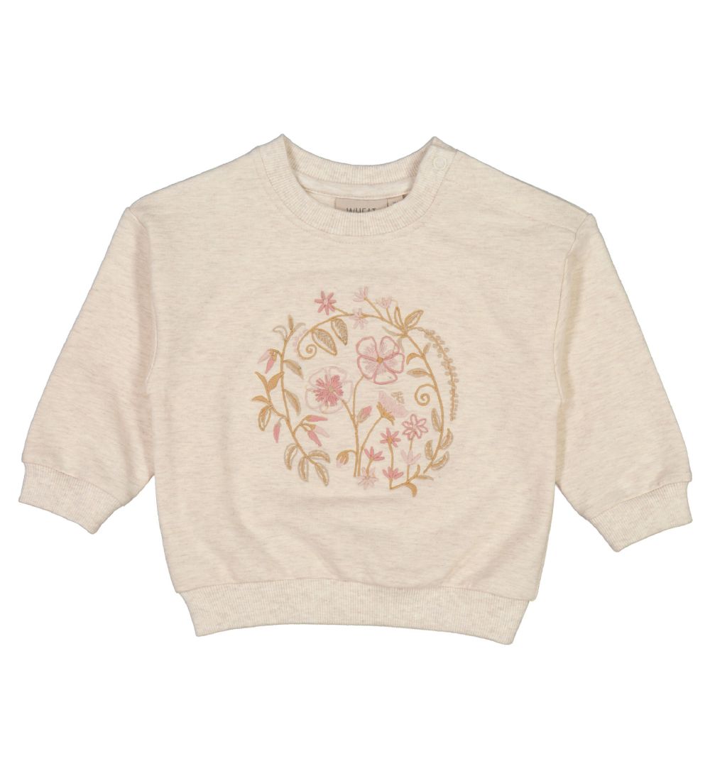 Wheat Sweatshirt - Flower Embroidery - Moonlight Melange
