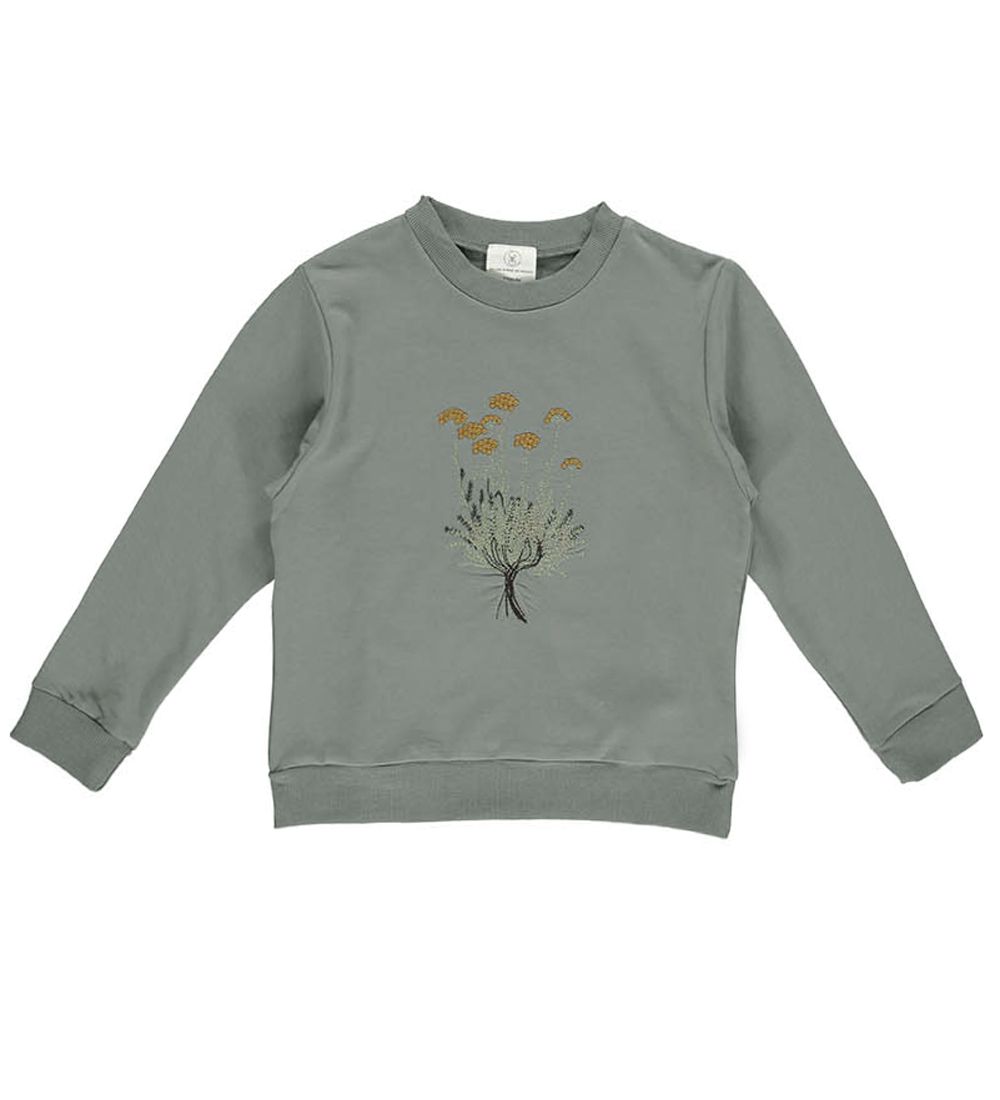 Gro Sweatshirt - Vind - Grey Green m. Broderi
