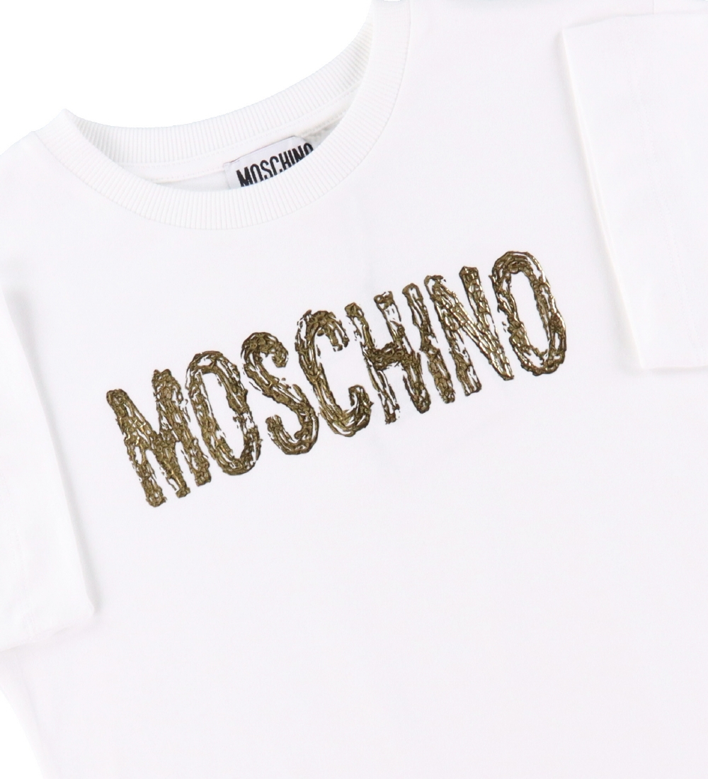 Moschino T-Shirt - Optical White m. Guld